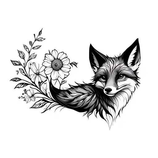 Fox Turning Into Flowers