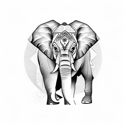 Tattoo Of An Elephant With Intricate Patters Inspired By Geological Formations