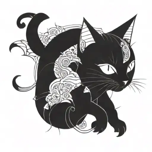 Cat In Psychedelic Anime Style