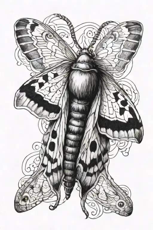 Drawing Of A Moth On White Paper