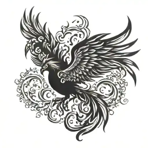 Phoenix That Breathes Fire Downwards Placed