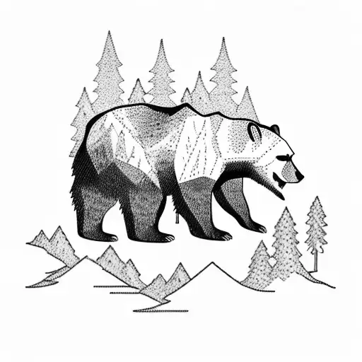 Pacific Bear Walking On The Mountains