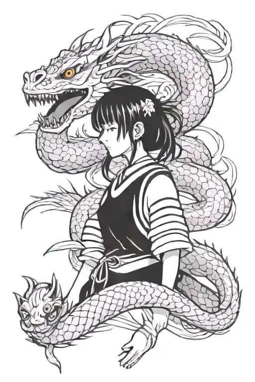 Spirited Away Girl With Dragon