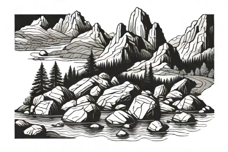 River With Rocks Below A Mountain Landscape