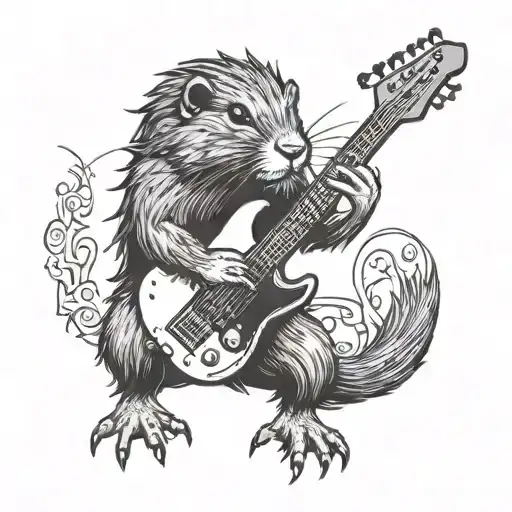 Coypu Playing Rock Music With An Electric Guitar