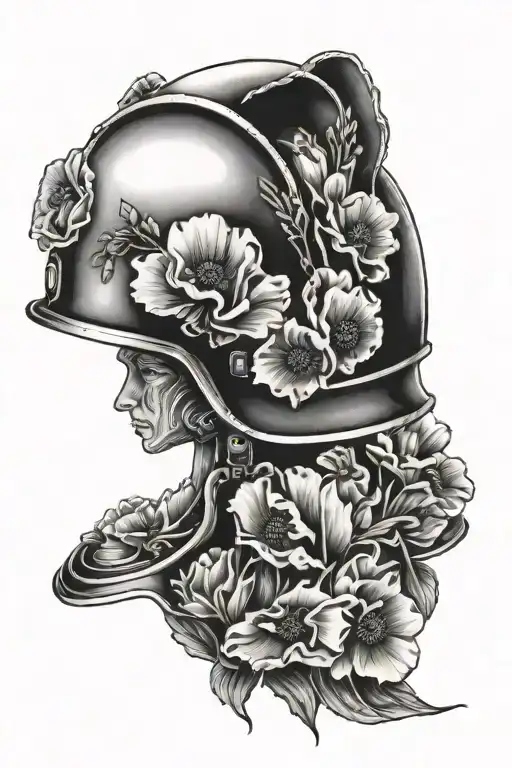 Poppies Military Helmet Adorned