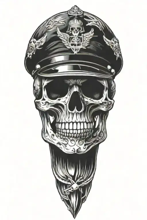 Skull With Pilot Hat