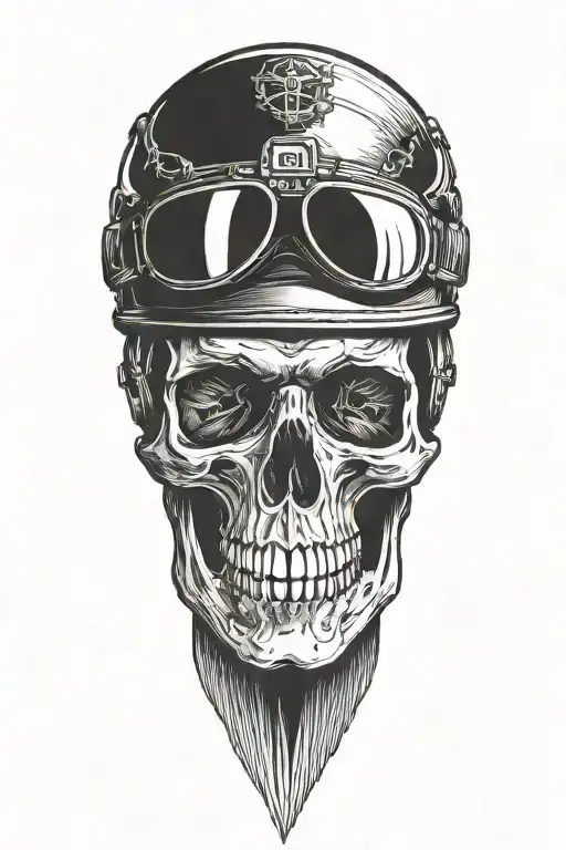 Skull Wearing Airplane Pilot Helmet