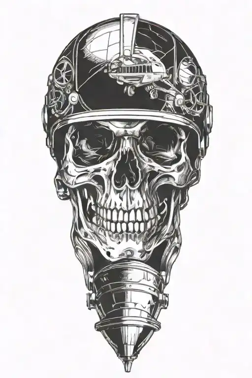 Skull Wearing Airplane Helmet