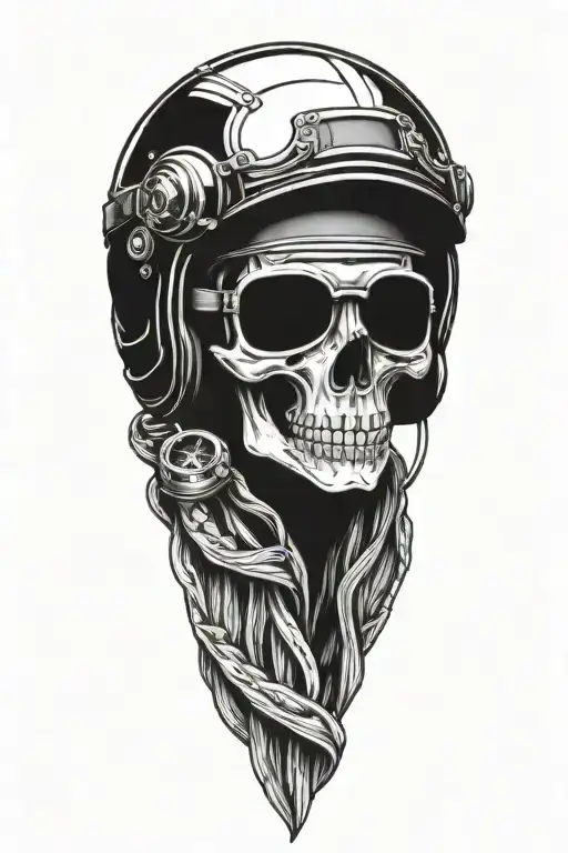 Skull Wearing Aviator Helmet