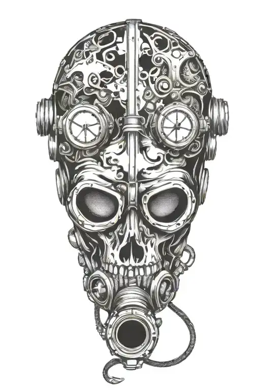 Skull In Metal Scuba Diving Mask