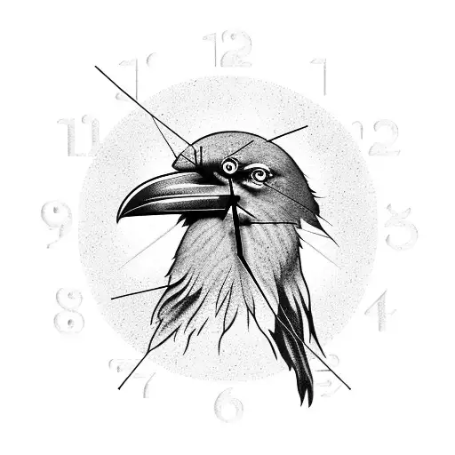 Raven With Black Timeless Clock That Has Foman Numerals