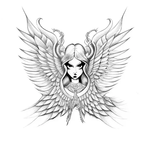 A Demon And Woman With Wings