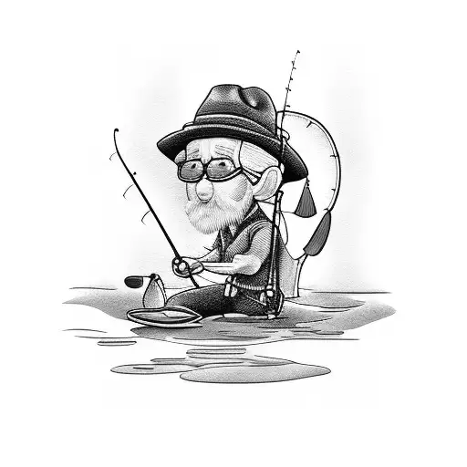 Grandpa Fishing At A Pond