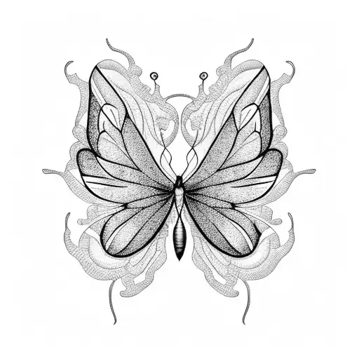 A Butterfly Made Up Of Intricate Leaf Patterns