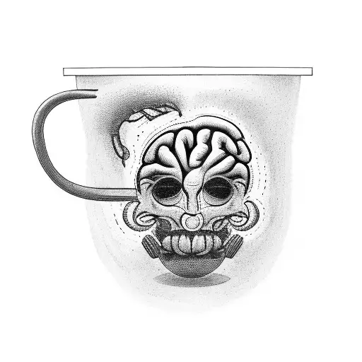 A Coffee Cup With A Brain Inside It