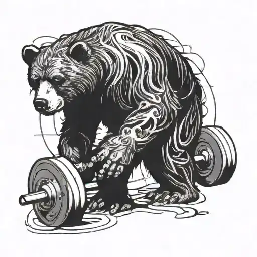 Ripped Bear Barbell Squating