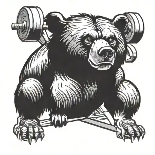 Bear Lifting Weights At The Gym