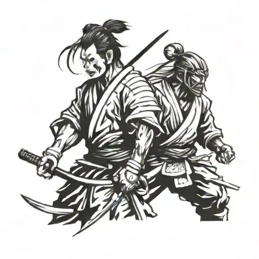 Samurai And Karate In One Design