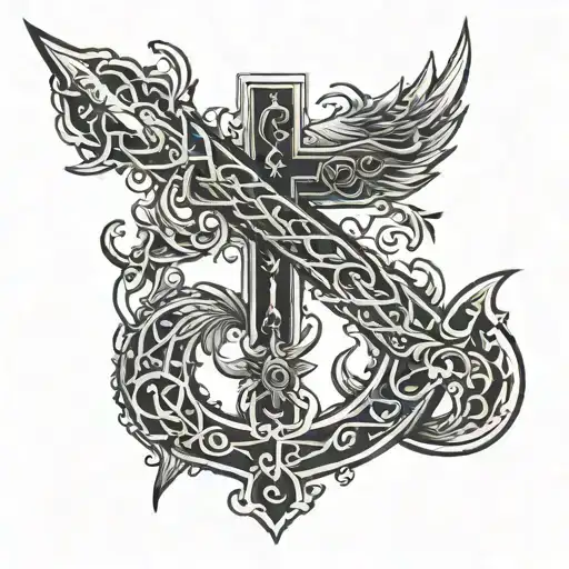 A Fish Hook And A Cross