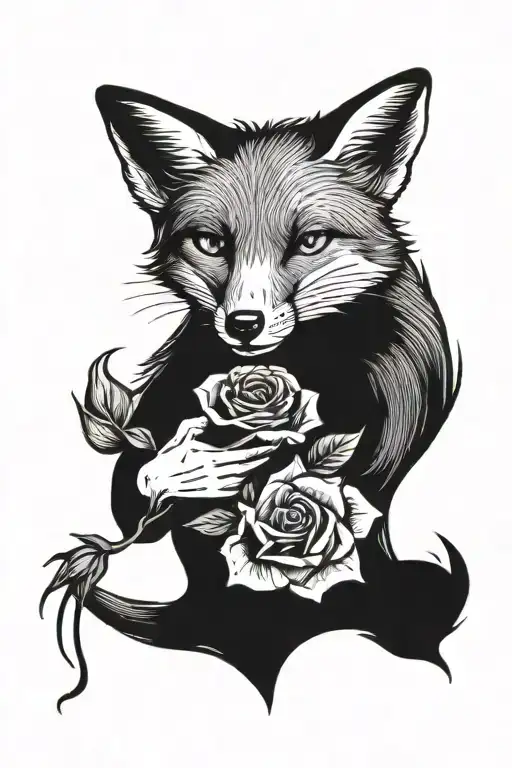 A Fox Holding A Rose In Its Mouth
