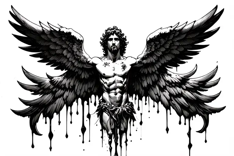 Icarus With Wings Spread Melting