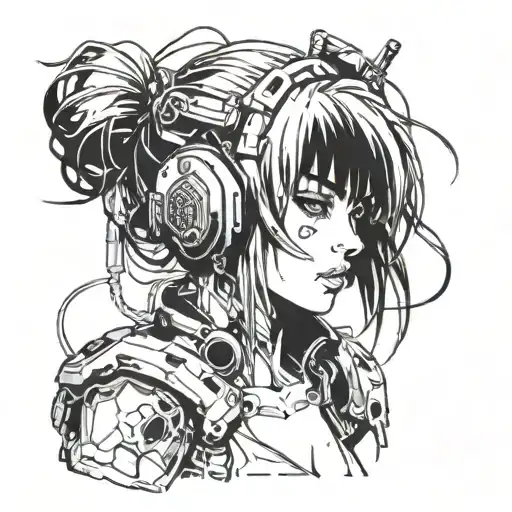 Cyberpunk Horror Anime Girl No Background Simple