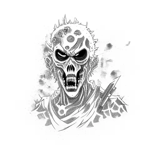 A Zombie Samurai Slicing Through A Horde Of Undead