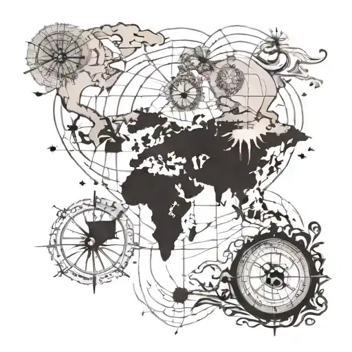 World Map With Compass