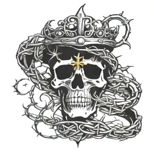 Cross With Crown Of Thorns Wrapped