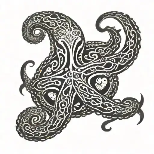 Fun And Intricate Celtic Patterns Surrounding A Mystical Octopus