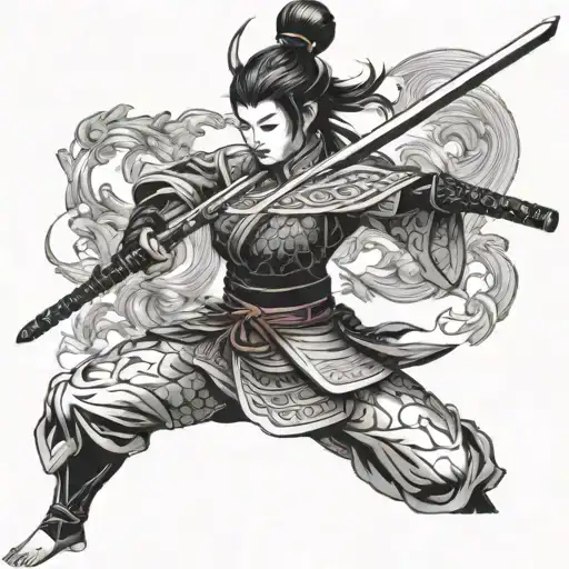 Nude Woman Samurai Warrior