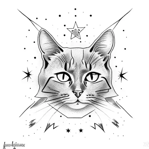 Black Cat With Stars