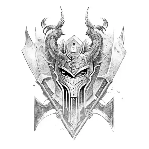 A Fierce Warrior In Armor Battling A Mythical Creature