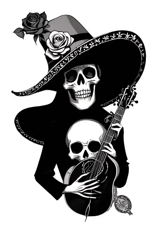 Sad Skeleton Mariachi With Rose