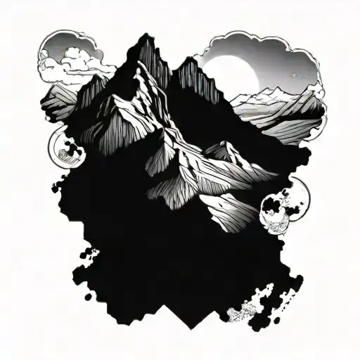 A Majestic Mountain Range With A Hidden Hill Incorporated Into The Design