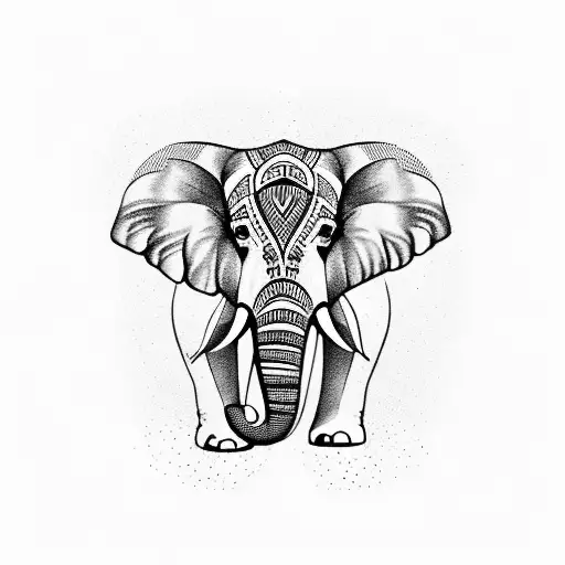 Tattoo Of An Elephant With Patterns Inspired By Geological Formations