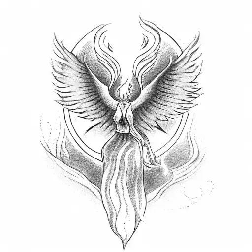 A Witch Holding A Tarot Card Depicting A Fiery Phoenix Rising From Ashes