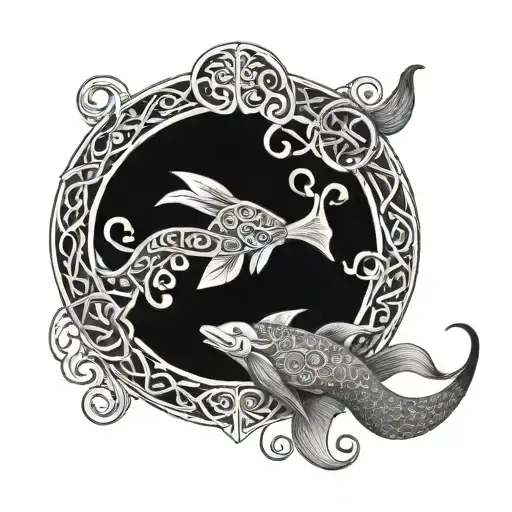 An Intricate Celtic Knotwork Design Incorporating Elements Of The Hawaiian Islands And Sea Creatures