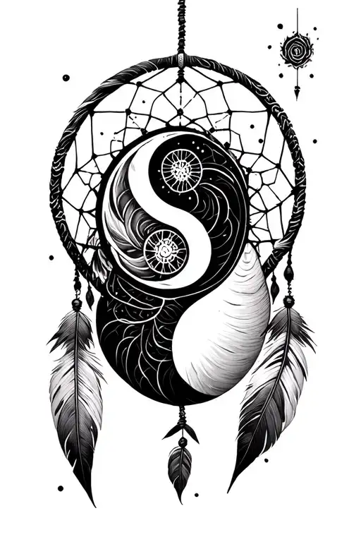 Dreamcatcher Merge With Ying Yang Symbol