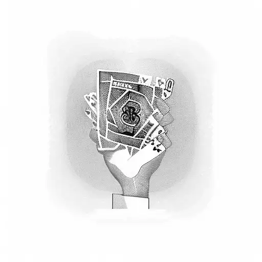 A Poker Hand Holding A Stack Of Money