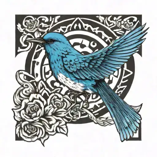 Blue Bird Flying Away