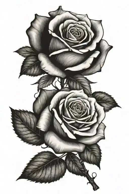 Rose With A Stem That Has Roman Numerals At The Wrist