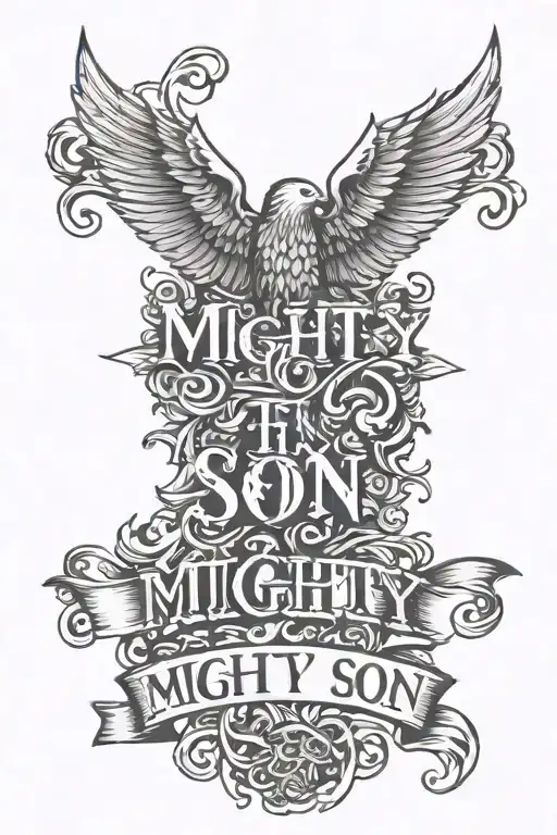 Text Saying Mighty Fine Son