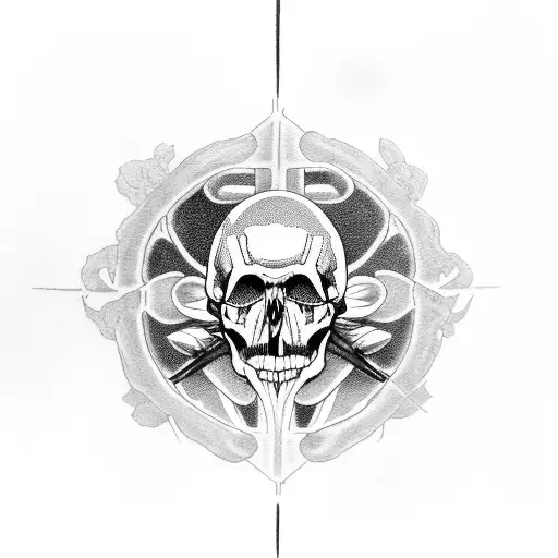 Raven With 3 Human Skulls On Its Legs