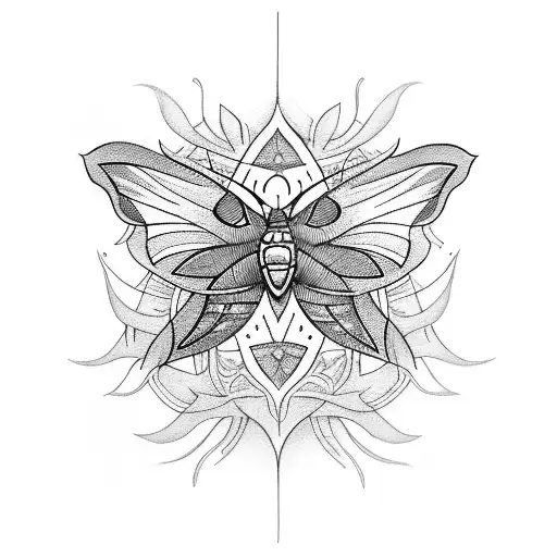 A Mystical Moth Surrounded By A Swirling Blackwork Forest