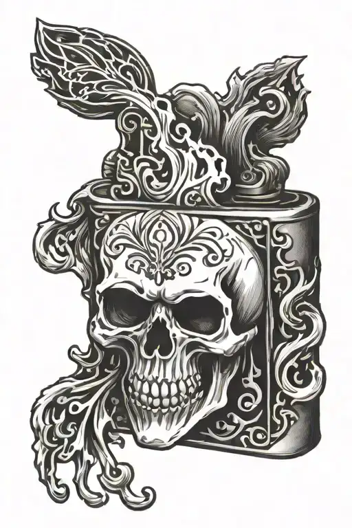 Zippo Lighter With Flame That Is A Ghost Skull