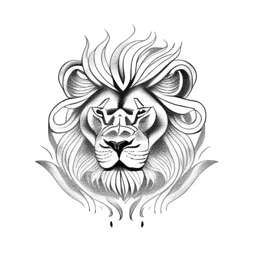 Lion Head With Flames