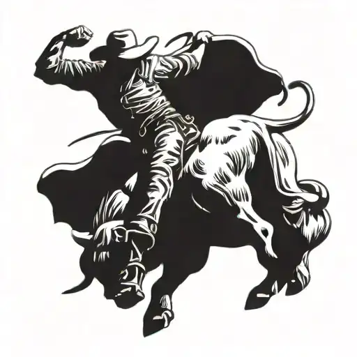 A Bull Rider Riding A Fierce Bull In A Traditional Rodeo Scene