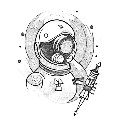 Create A Tattoo Design That Combines An Astronaut With Outer Space And Worlds